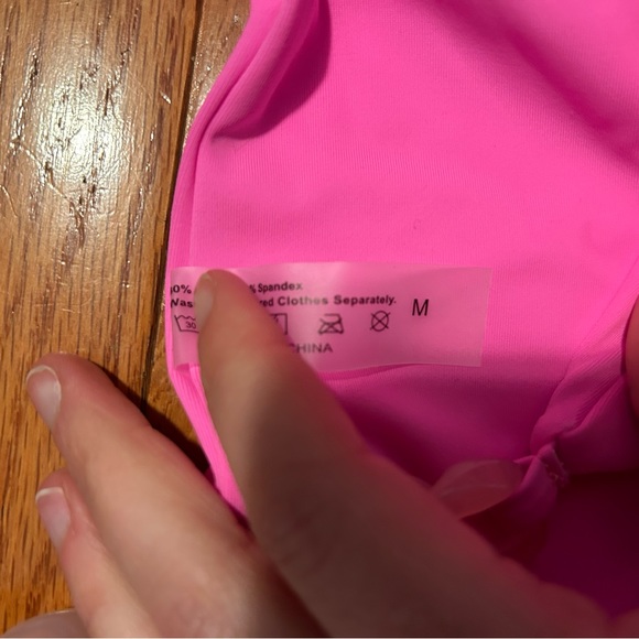 Cimi bikini set with mesh shorts cover up neon pink -  size medium - Picture 5 of 8